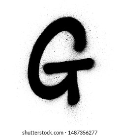 graffiti small fat G font sprayed in black over white