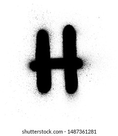 graffiti small fat H font sprayed in black over white