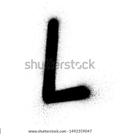 graffiti small fat L font sprayed in black over white