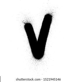 graffiti small fat V font sprayed in black over white