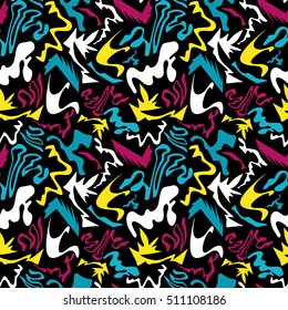 Graffiti small psychedelic seamless pattern vector illustration