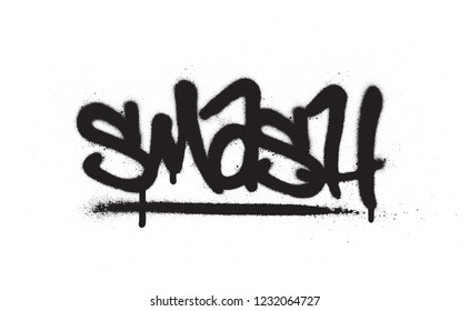 graffiti smash word sprayed in black over white