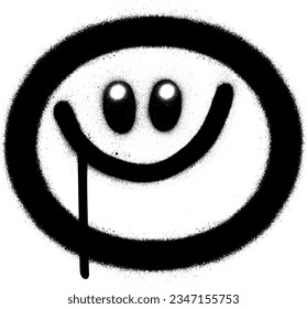 graffiti smiling emoji in black over white