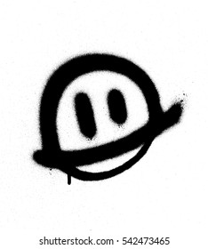 graffiti smiling face emoticon in black on white