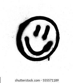 graffiti smiling face emoticon in black on white