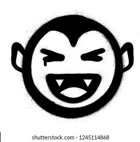 Graffiti Smiling Vampire Icon In Black Over White