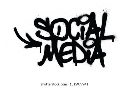 graffiti social media text sprayed in black over white