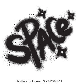 graffiti Space text sprayed in black over white.