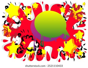Graffiti speech bubble. Abstract modern Messaging sign street art decoration, Discussion icon performed in urban painting style.