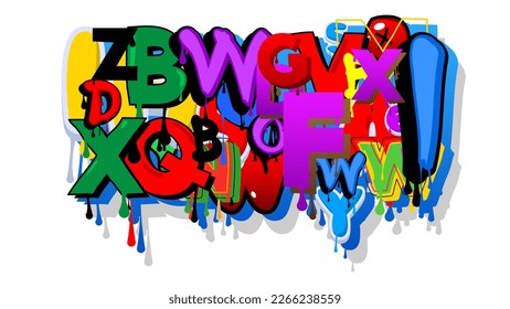 Burbuja del discurso del graffiti creada con letras. Resumen de fondo de arte callejero moderno realizado en estilo de pintura urbana sobre blanco.