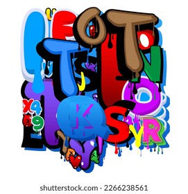 Graffiti Speech Bubble created with Letters. Abstract modern street art background performed in urban painting style on white.