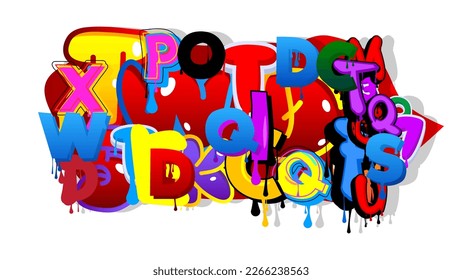 Graffiti Speech Bubble created with Letters. Abstract modern street art background performed in urban painting style on white.