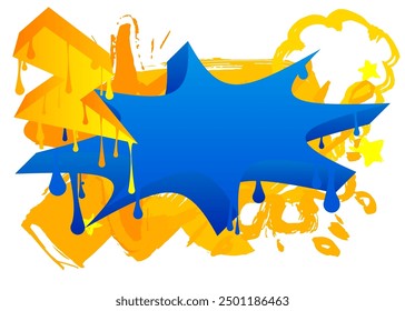 Graffiti speech bubble on colorful background. White abstract modern Messaging sign street art decoration, Discussion icon performed in urban painting style.