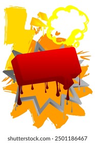 Graffiti speech bubble on colorful background. White abstract modern Messaging sign street art decoration, Discussion icon performed in urban painting style.