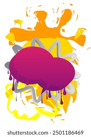 Graffiti speech bubble on colorful background. White abstract modern Messaging sign street art decoration, Discussion icon performed in urban painting style.
