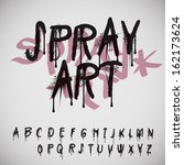 Graffiti splash alphabet, vector image. 