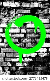 Graffiti splash and enso circle on a grunge brick wall for urban street art background