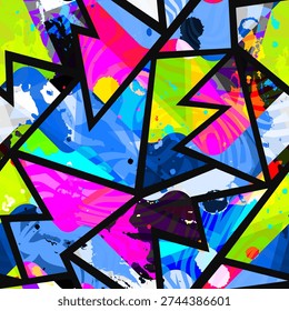 Graffiti Splash Triangles Seamless pattern