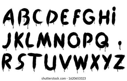 Graffiti splash vector alphabet, font, grunge text. Abc spray effect illustration