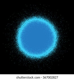 graffiti spray blue glowing ball icon over black