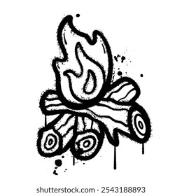 Graffiti Spray bonfire isolated on white background