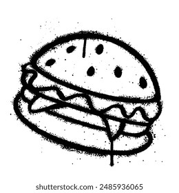 Graffiti spray burger isolated on white background