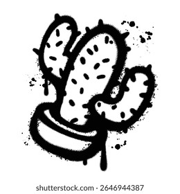 Graffiti Spray cactus on isolated white background