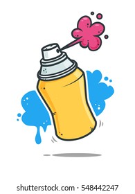 Graffiti spray can vector cartoon illustration isolated on white