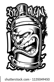 Graffiti spray can. Vector illustration of street art on dark background.