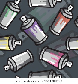 Graffiti spray can. Vector pattern