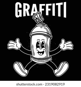 Graffiti With Spray Cans Groovy Character Design