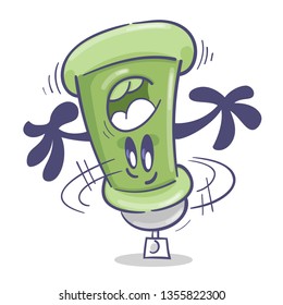 Graffiti spray cartoon character. Dancing. On white background. Vector