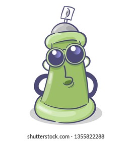 Graffiti spray cartoon character. Wearing sunglasses. On white background. Vector