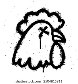 Graffiti spray chicken isolated on white background