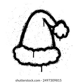Graffiti spray christmas hat isolated on white background