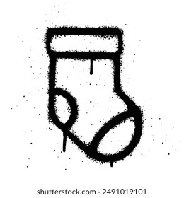 Graffiti spray Christmas Sock isolated on white background