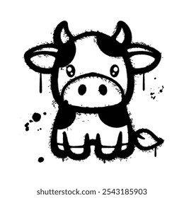 Graffiti Spray cow isolated on white background