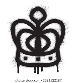 Graffiti spray crown icon with black spray paint