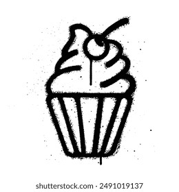 Graffiti spray Cupcake isolated on white background