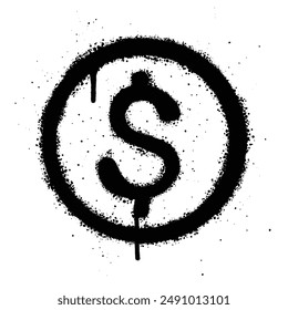 Graffiti spray dollar isolated on white background