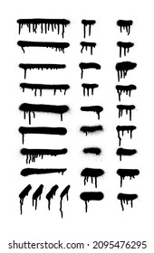 Graffiti spray dots and lines. splatter paint spray and smudge effect. shape set