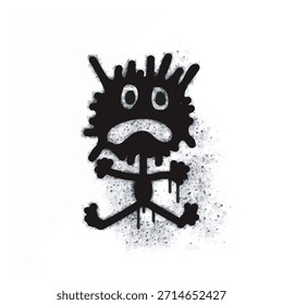 Spray de graffiti con icono electrocutado aislado sobre fondo blanco.