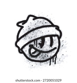 Grafite spray com emoticons isolados no fundo branco.