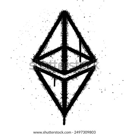 Graffiti spray ethereum isolated on white background