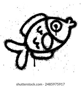 Graffiti spray fish isolated on white background