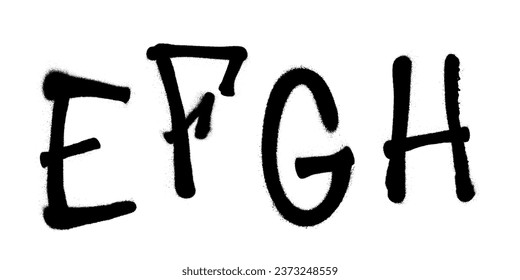 Graffiti spray font alphabet with a spray in black over white. Vector illustration. Part 1