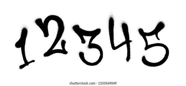 Graffiti spray font alphabet. Digits. Vector illustration