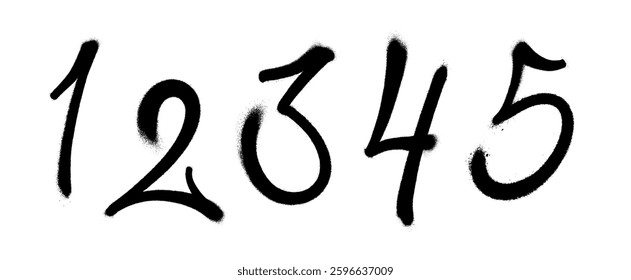 Graffiti spray font alphabet. Digits. Part 6. Vector illustration Eps 10