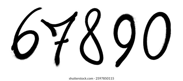 Graffiti spray font alphabet. Digits. Part 7. Vector illustration Eps 10