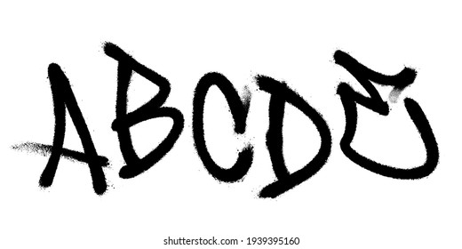 Graffiti spray font alphabet. Part 1. Vector illustration
